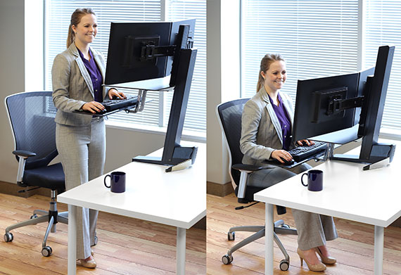 WorkFit-S intuitive design showing the smooth adjustment mechanism and easy-to-use controls.