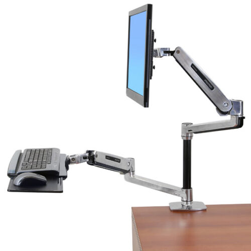 The WorkFit-LX Desk Mount System, a modular and flexible stand-up desk solution for a healthier and more productive work environment.