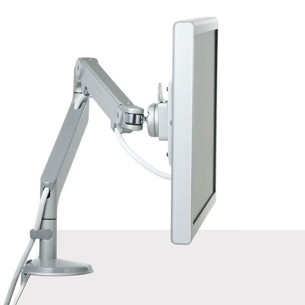 A side view of the M2.1 Radial Monitor Arm, showcasing its slim profile.