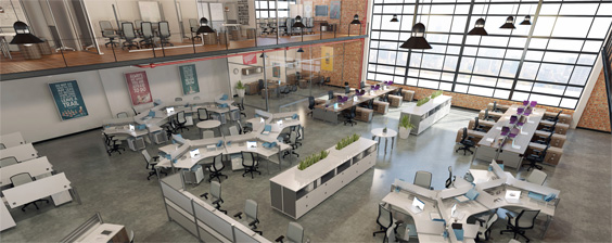 TAYCO Up's kit of parts work together to create workspaces conducive to teamwork and collective efforts.