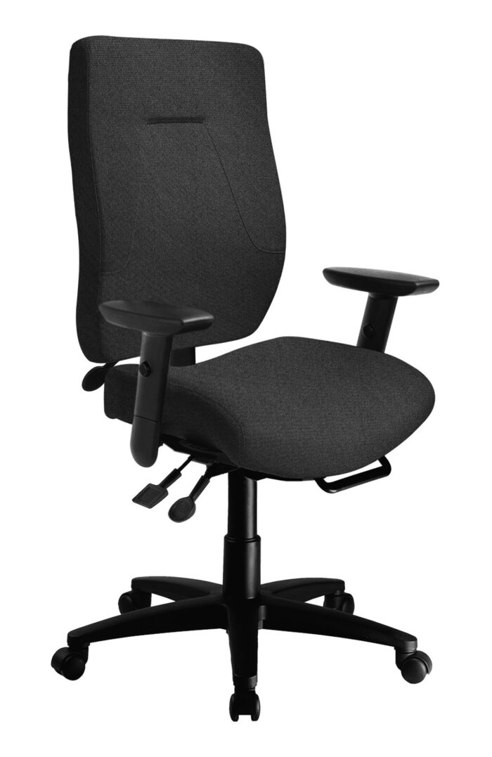An image of the chair's multi-tilt mechanism, with easy-to-use controls for adjusting the seat position.