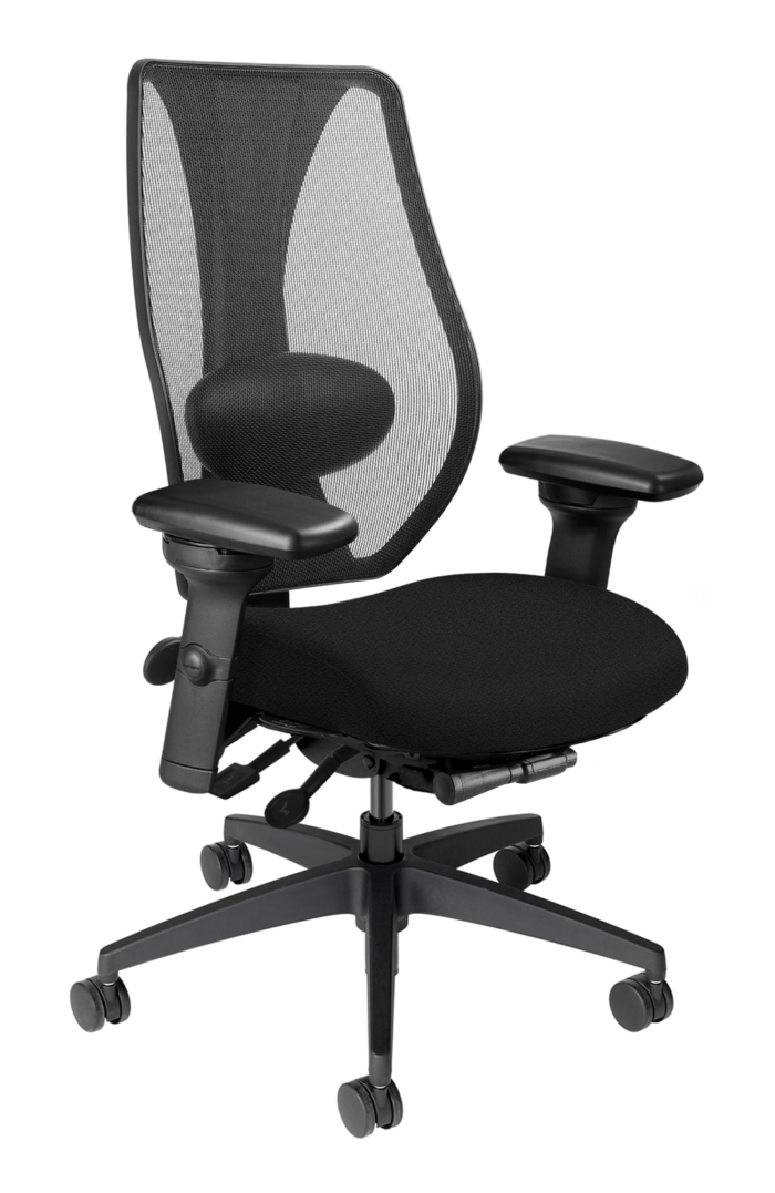 A close-up of the tCentric Multi Tilt with Fabric Seat's dual curve backrest, providing superior support and comfort.
