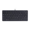 A compact ergonomic keyboard with a standard key layout